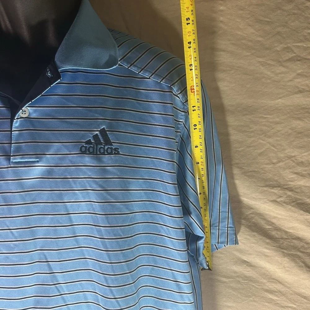 ADIDAS ClimaCool Golf Polo Blue Striped Shirt‎ Collared Mens M Medium